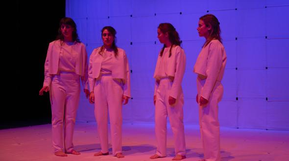 Théâtre: Double nationalité - une photo des comédiennes sur scène durant la pièce 